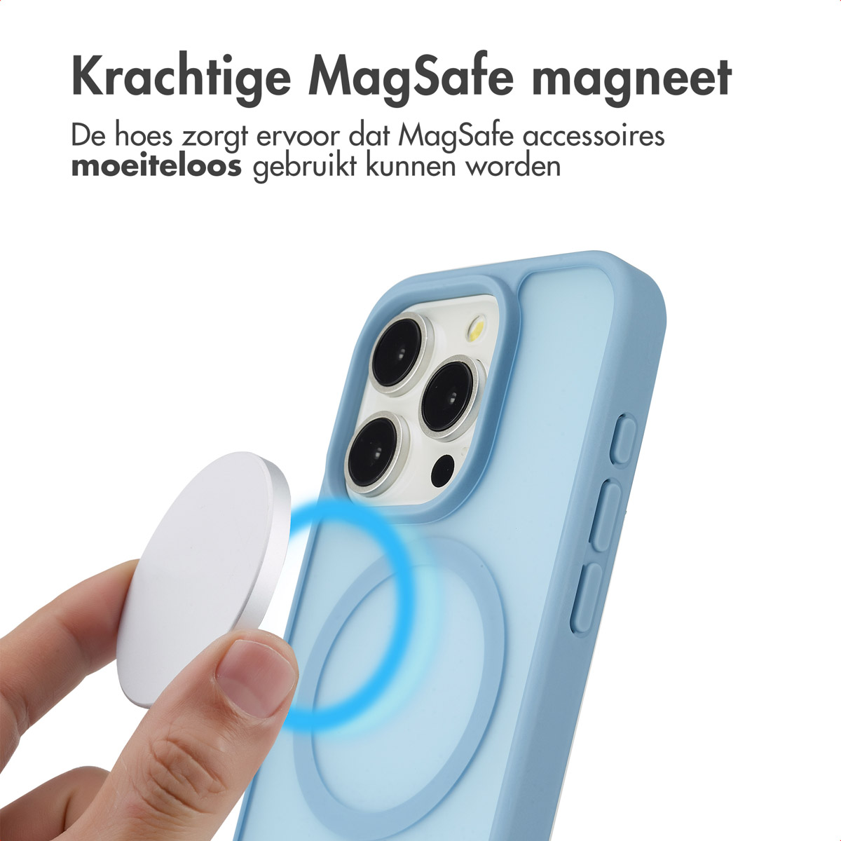 IMOSHION Color Guard Backcover MagSafe - Geschikt voor Apple iPhone 15 Pro - Telefoonhoesje voor Apple iPhone 15 Pro Lichtblauw