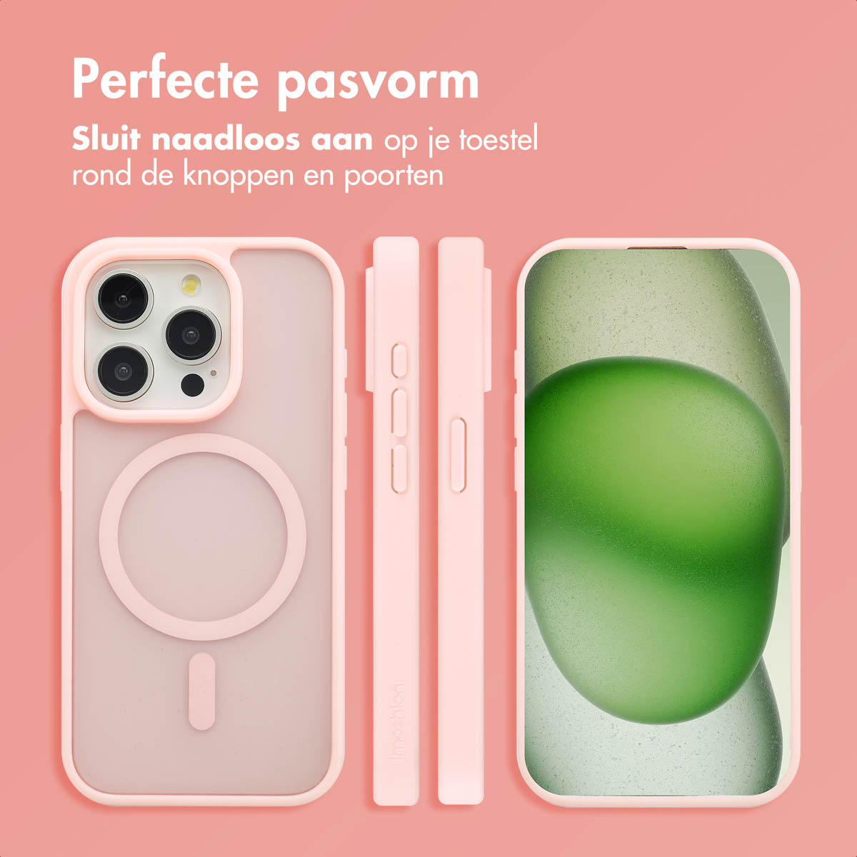 IMOSHION Color Guard Backcover MagSafe - Geschikt voor Apple iPhone 15 Pro - Telefoonhoesje voor Apple iPhone 15 Pro Lichtroze