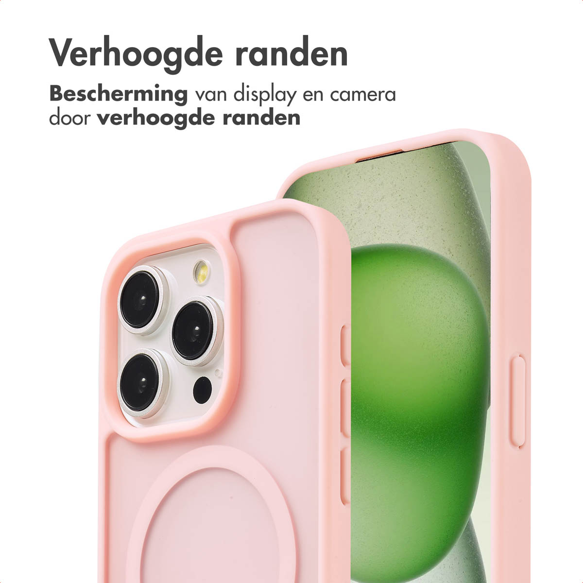 IMOSHION Color Guard Backcover MagSafe - Geschikt voor Apple iPhone 15 Pro - Telefoonhoesje voor Apple iPhone 15 Pro Lichtroze