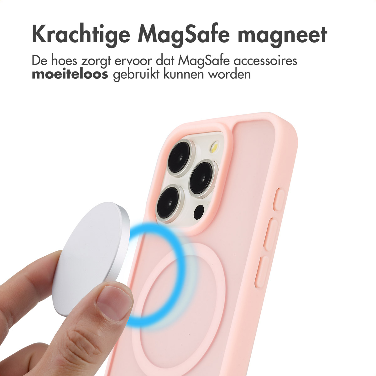 IMOSHION Color Guard Backcover MagSafe - Geschikt voor Apple iPhone 15 Pro - Telefoonhoesje voor Apple iPhone 15 Pro Lichtroze