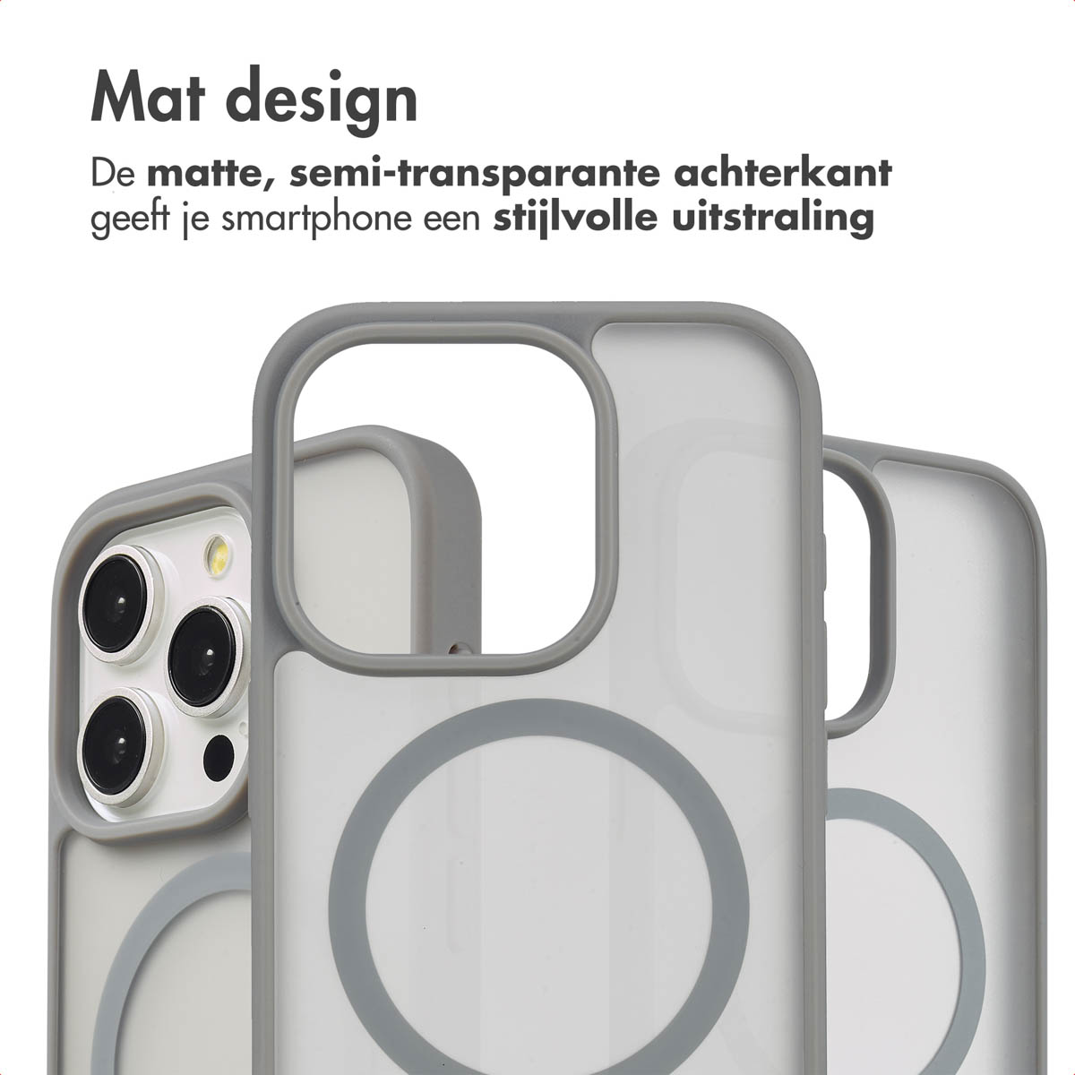IMOSHION Coque arrière Color Guard MagSafe Étui de Téléphone voor Apple iPhone 15 Pro Gris