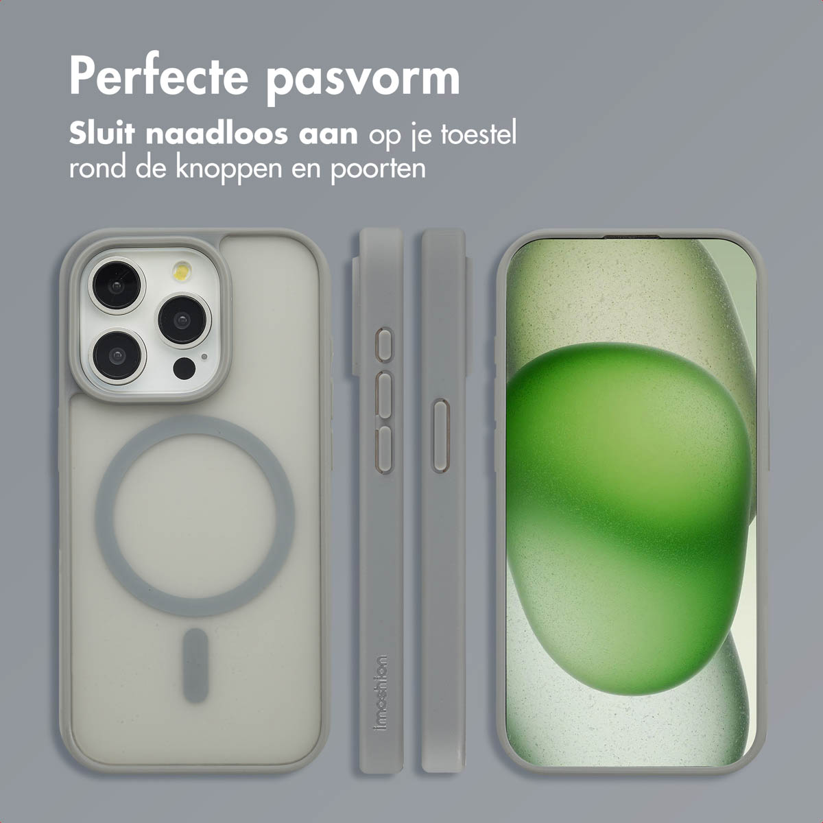 IMOSHION Coque arrière Color Guard MagSafe Étui de Téléphone voor Apple iPhone 15 Pro Gris