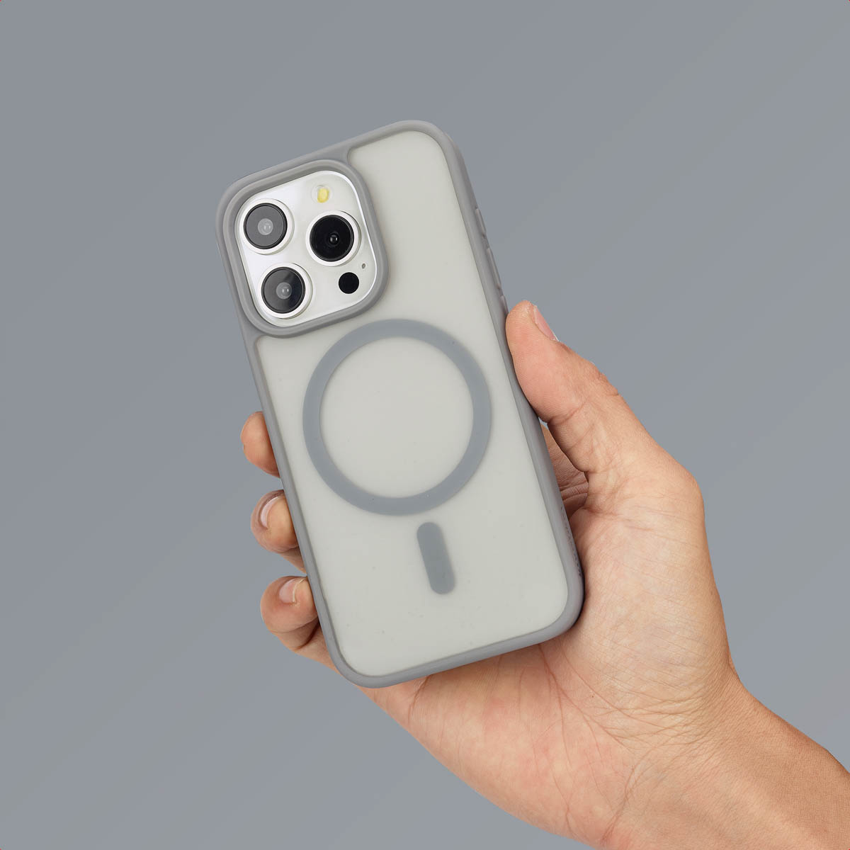 IMOSHION Coque arrière Color Guard MagSafe Étui de Téléphone voor Apple iPhone 15 Pro Gris