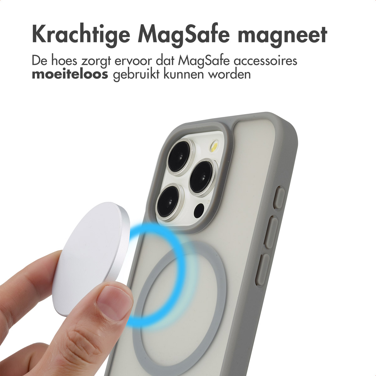 IMOSHION Coque arrière Color Guard MagSafe Étui de Téléphone voor Apple iPhone 15 Pro Gris