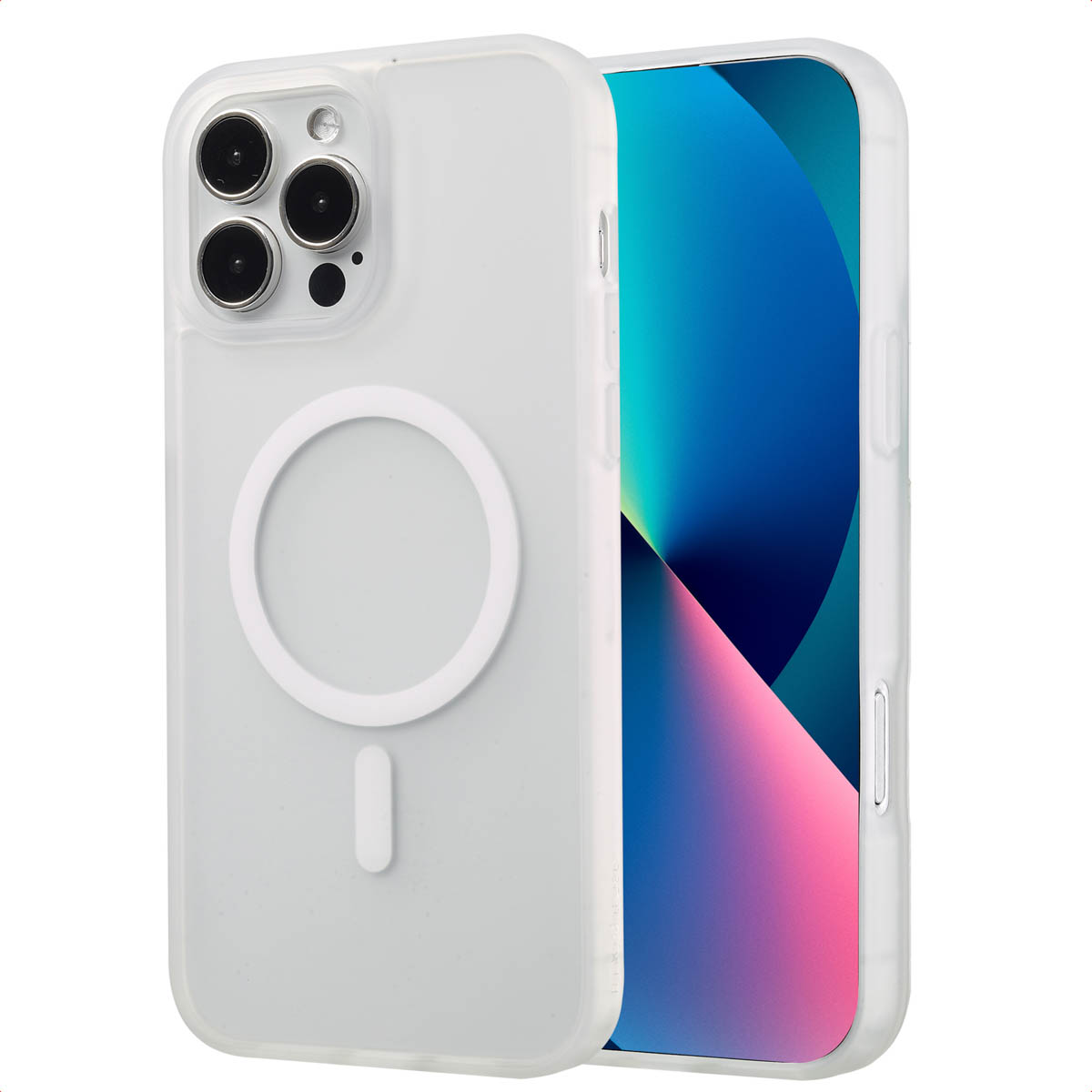 Witte telefoonhoes, met een cirkel en een verticale balk op de achterkant.