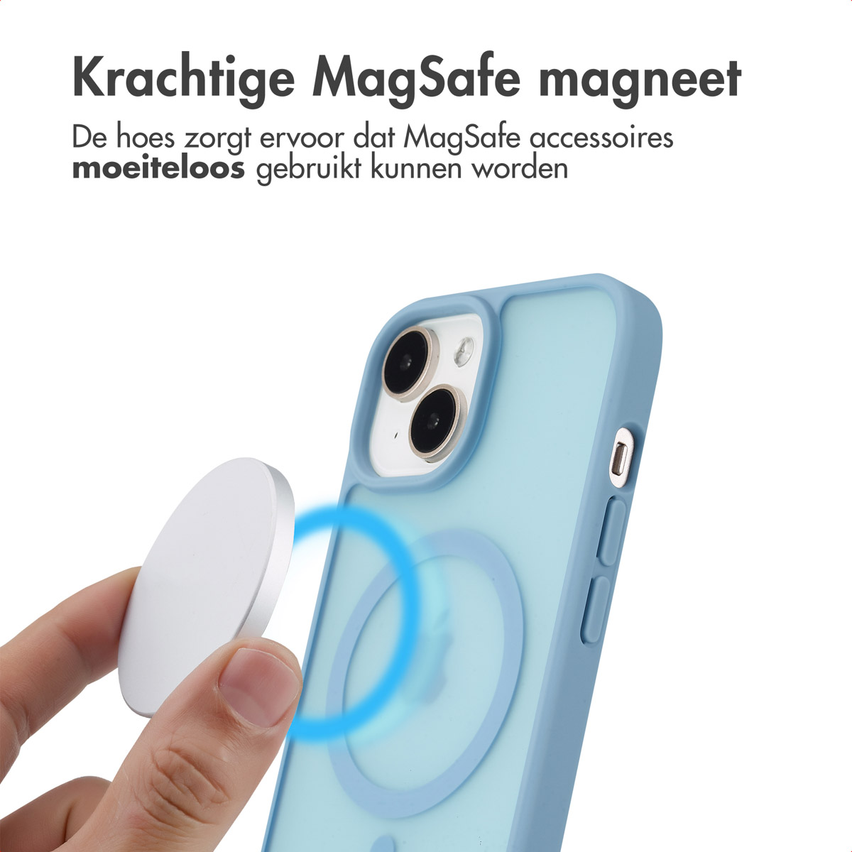 IMOSHION Color Guard Backcover MagSafe geschikt voor iPhone 15 Phone case for Apple iPhone 15 Light Blue