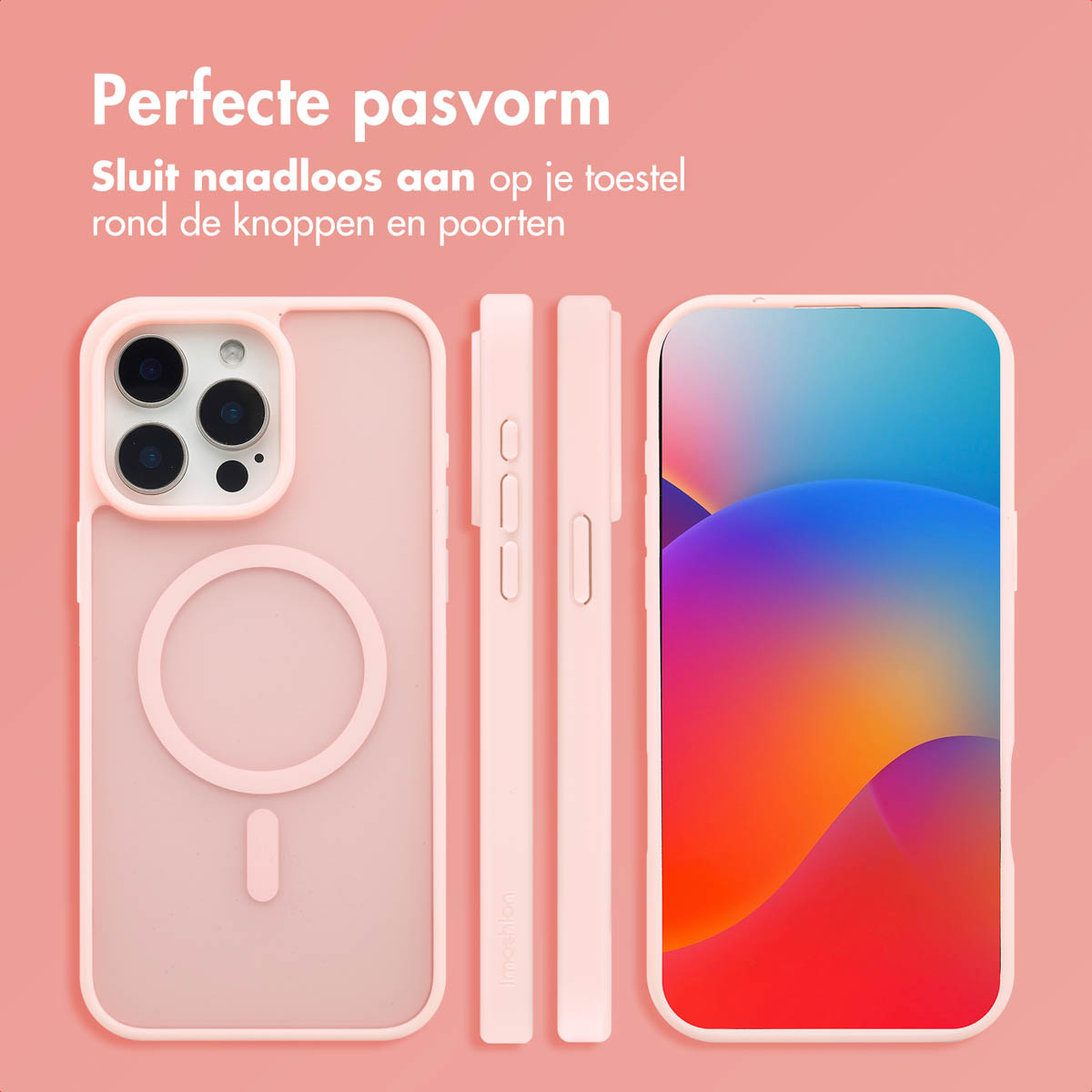 IMOSHION Color Guard Backcover MagSafe - Geschikt voor Apple iPhone 15 Pro Max - Telefoonhoesje voor Apple iPhone 15 Pro Max Lichtroze