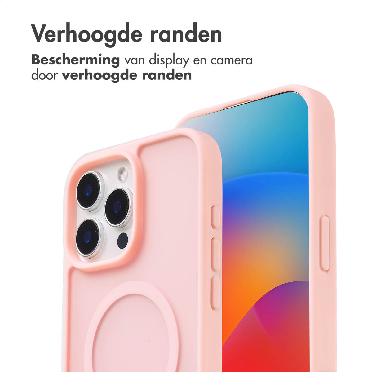 IMOSHION Color Guard Backcover MagSafe - Geschikt voor Apple iPhone 15 Pro Max - Telefoonhoesje voor Apple iPhone 15 Pro Max Lichtroze