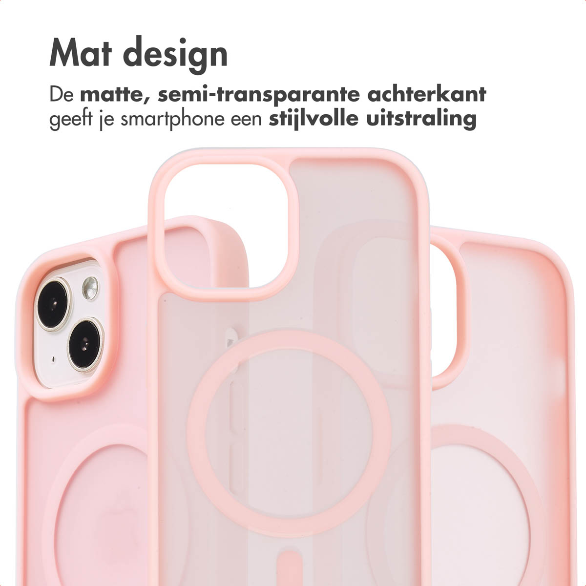 Diverse accessoires, waaronder telefoon, hoesjes, oplader, allemaal MagSafe compatibel, in blauw.