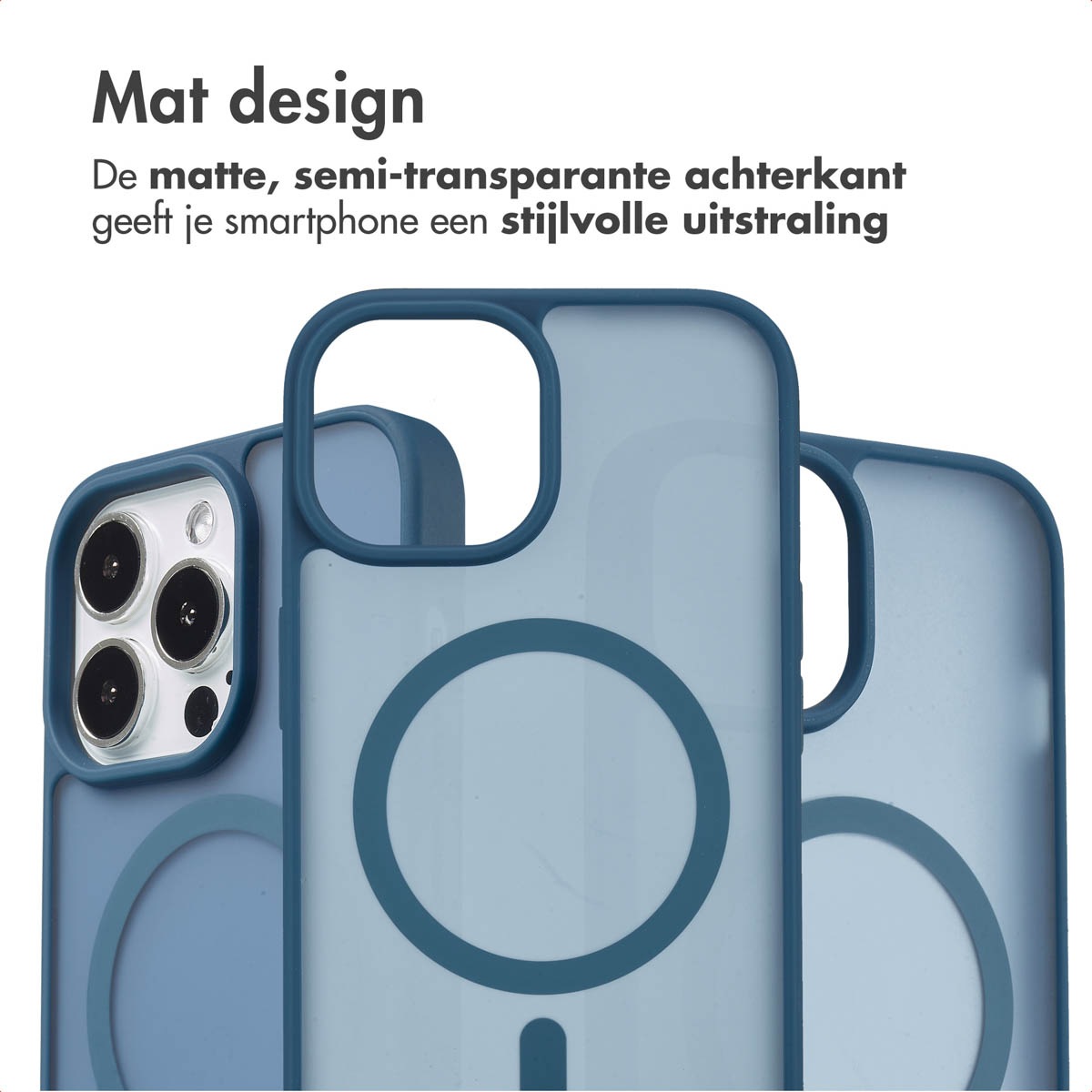 Coques bleues, téléphone à l'intérieur. Dos transparent. Les téléphones ont des coques bleues.