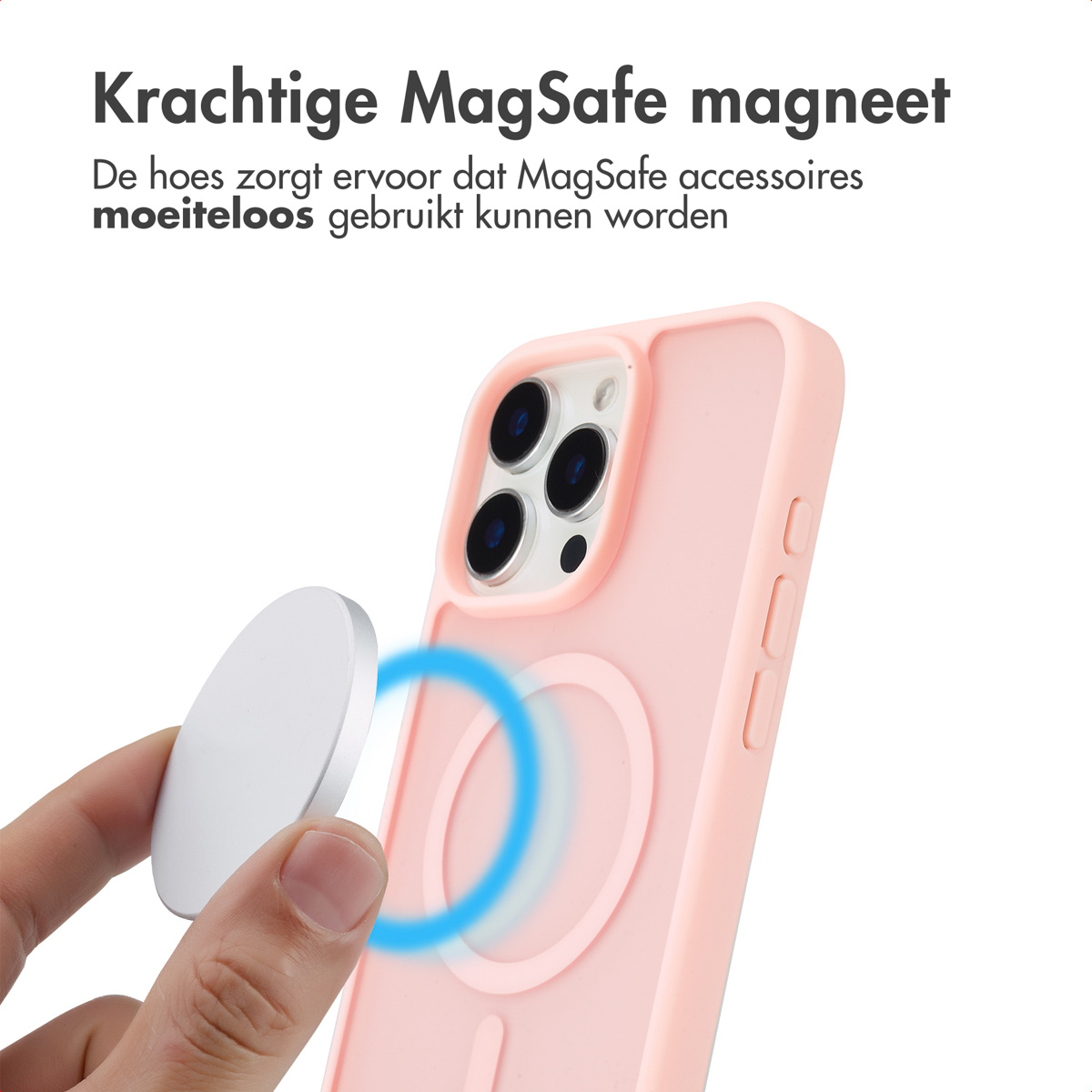 IMOSHION Color Guard Backcover MagSafe - Geschikt voor Apple iPhone 16 Pro - Telefoonhoesje voor Apple iPhone 16 Pro Lichtroze