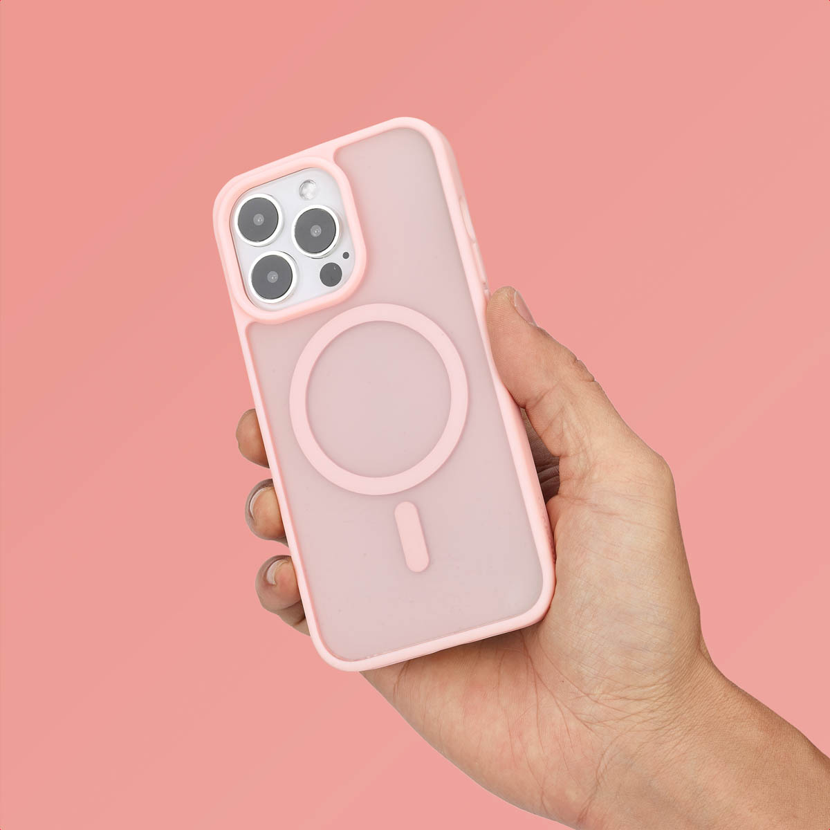 IMOSHION Coque arrière Color Guard MagSafe Étui de Téléphone voor Apple iPhone 13 Pro Rose clair