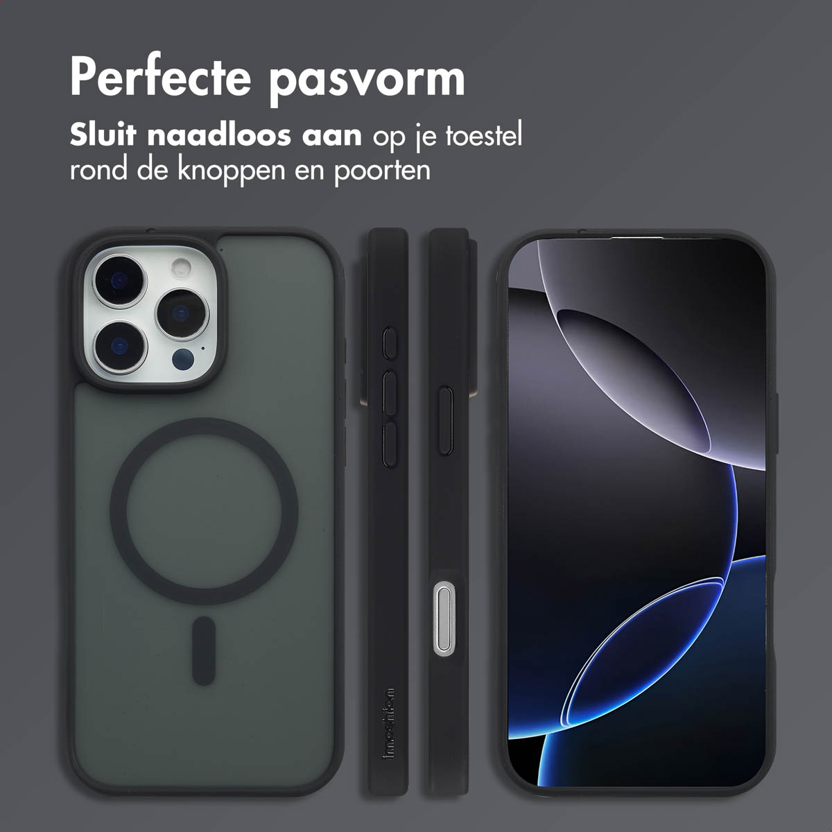 IMOSHION Coque arrière Color Guard MagSafe Étui de Téléphone voor Apple iPhone 16 Pro Max Noir