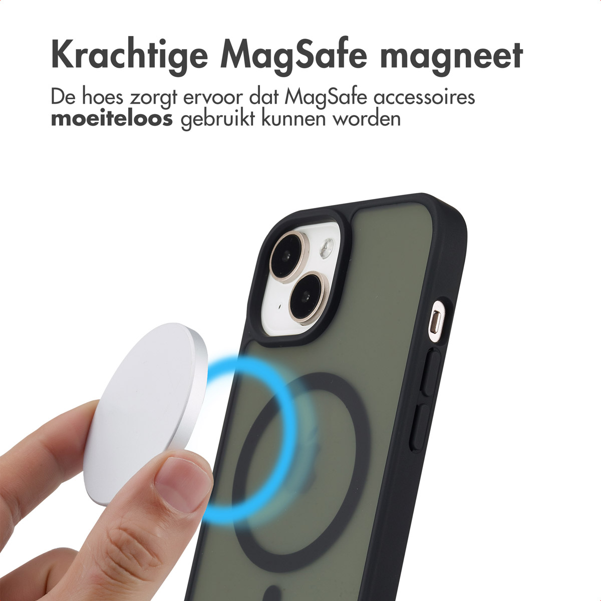 IMOSHION Color Guard Backcover MagSafe geschikt voor iPhone 15 Phone case for Apple iPhone 15 Black