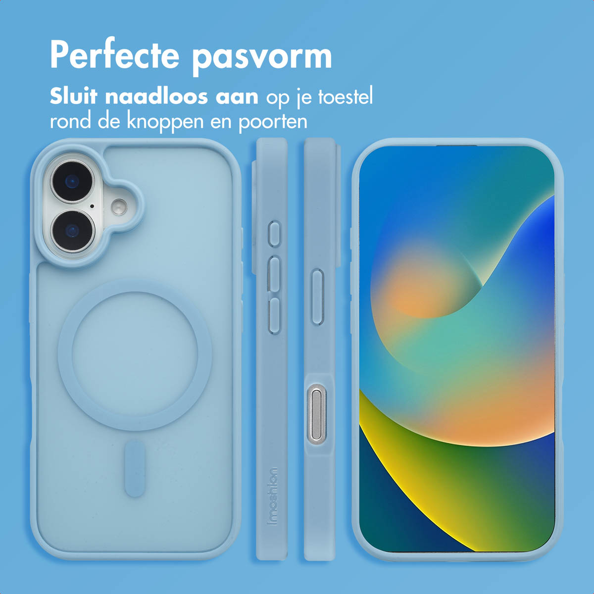 IMOSHION Coque arrière Color Guard MagSafe Étui de Téléphone voor Apple iPhone 16 Bleu clair