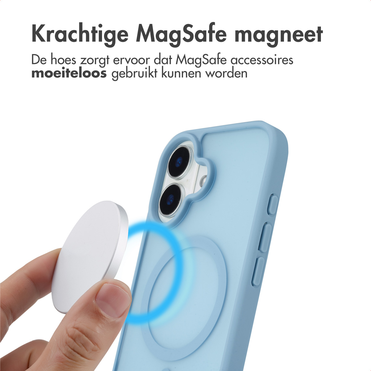 IMOSHION Coque arrière Color Guard MagSafe Étui de Téléphone voor Apple iPhone 16 Bleu clair