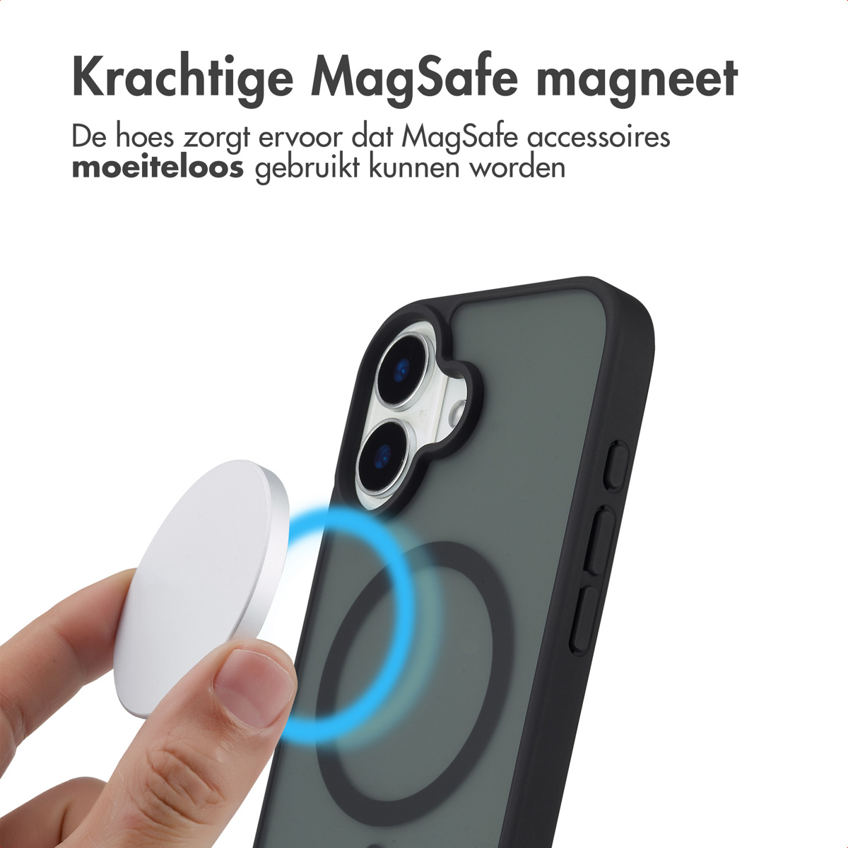 IMOSHION Color Guard Backcover MagSafe - Geschikt voor Apple iPhone 16 - Telefoonhoesje voor Apple iPhone 16 Zwart