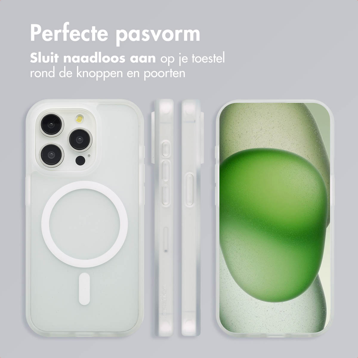 IMOSHION Color Guard Backcover MagSafe - Geschikt voor Apple iPhone 15 Pro - Telefoonhoesje voor Apple iPhone 15 Pro Wit
