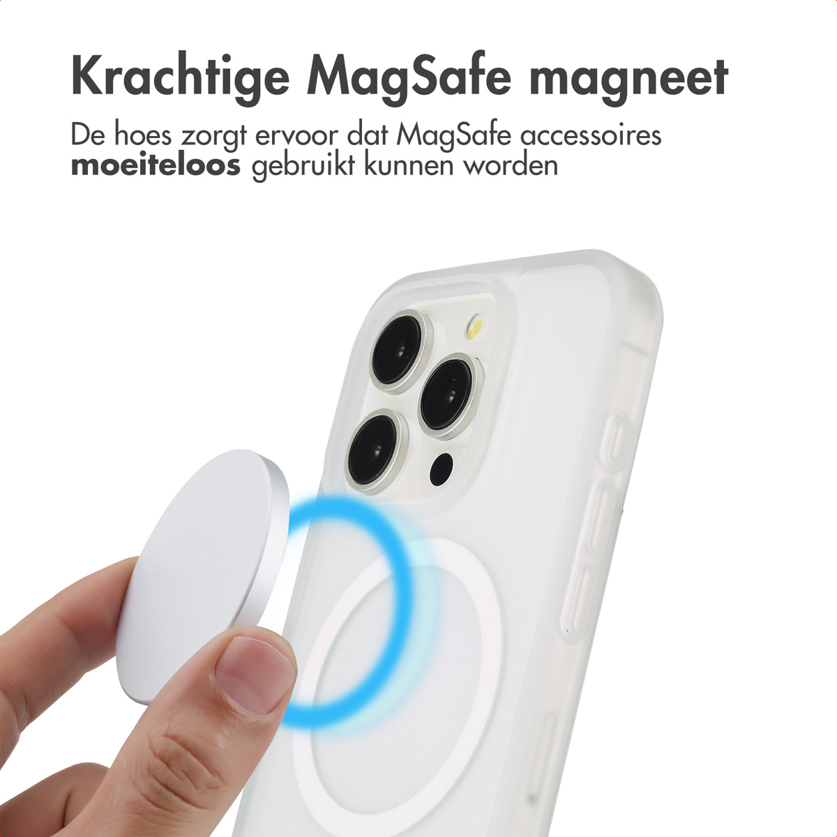 IMOSHION Color Guard Backcover MagSafe - Geschikt voor Apple iPhone 15 Pro - Telefoonhoesje voor Apple iPhone 15 Pro Wit