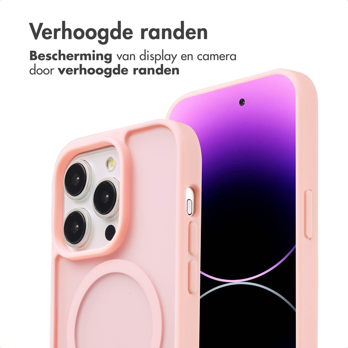 IMOSHION Color Guard Backcover MagSafe - Geschikt voor Apple iPhone 14 Pro - Telefoonhoesje voor Apple iPhone 14 Pro Lichtroze