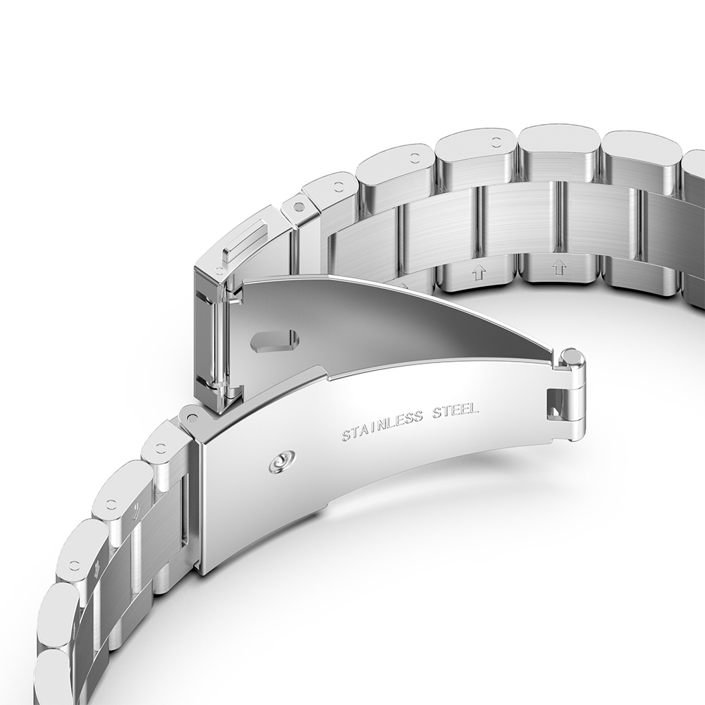 Edelstahl-Armbandverschluss. Der Verschluss ist geöffnet und zeigt das Wort „EDELSTAHL“.