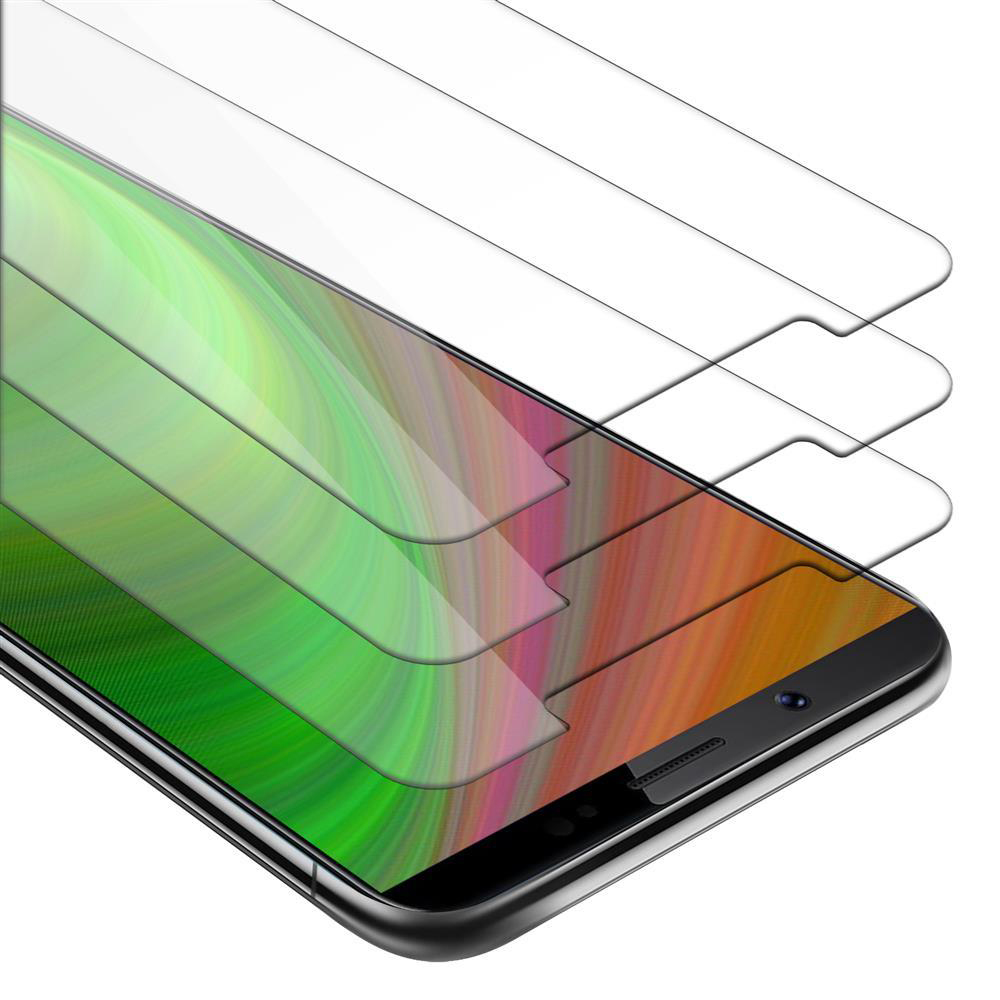 Schermo del telefono con protezioni per lo schermo applicate. Protezioni chiare, a strati, su un display colorato.
