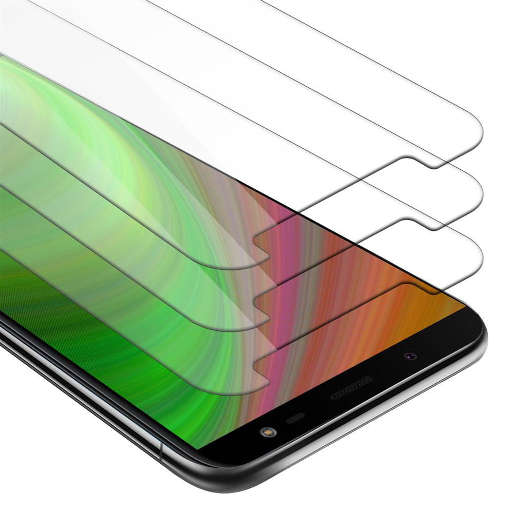 I proteggi schermo per smartphone sono esposti, mostrando i diversi strati e lo schermo del telefono sottostante.