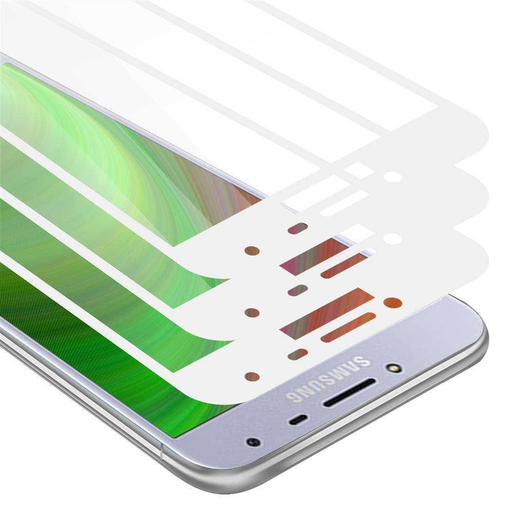 Tre protezioni schermo trasparenti sono posizionate su un telefono, mostrando il processo di installazione.