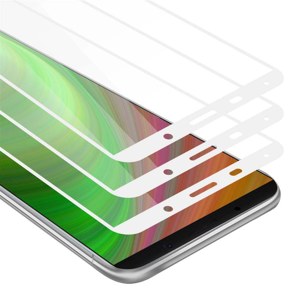 Tre protezioni per schermo sovrapposte parzialmente a uno schermo del telefono. Hanno ritagli per la fotocamera frontale e l'auricolare.