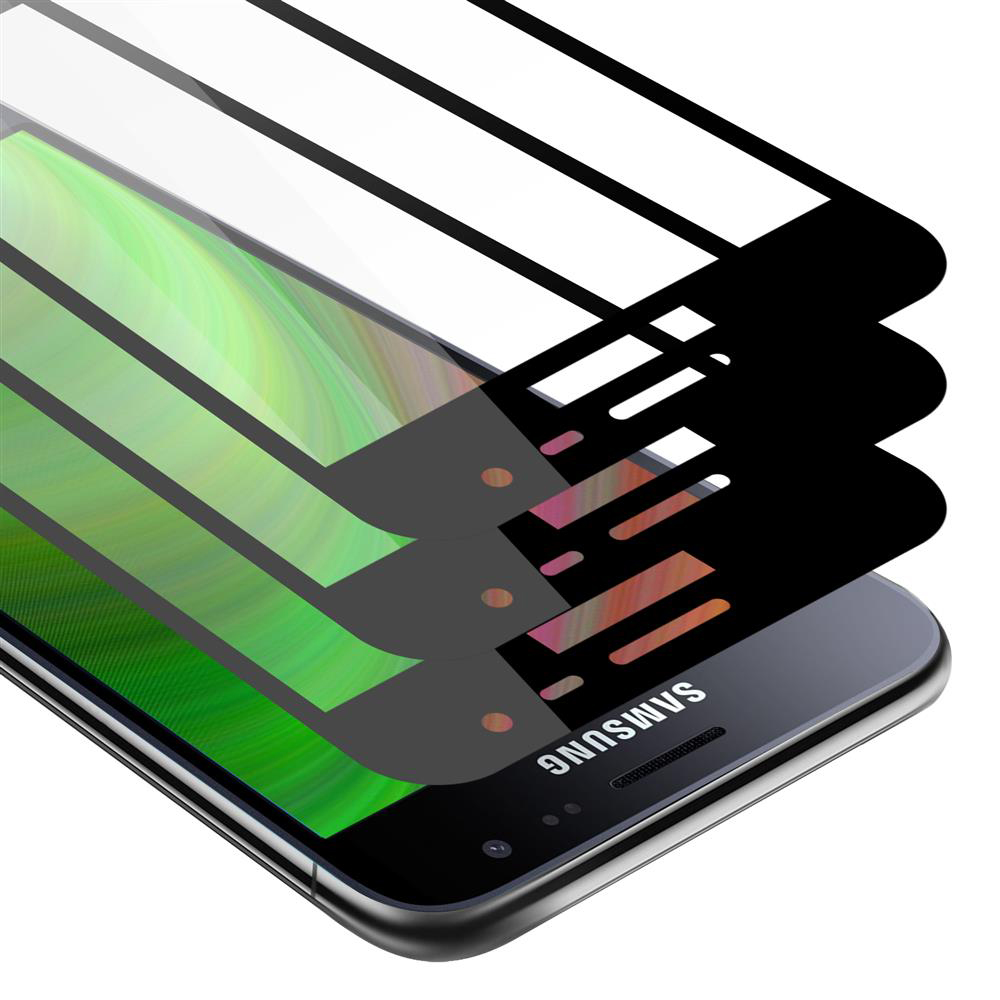 Una pantalla de teléfono con protectores de pantalla que se están aplicando, mostrando un fondo colorido con un teléfono.