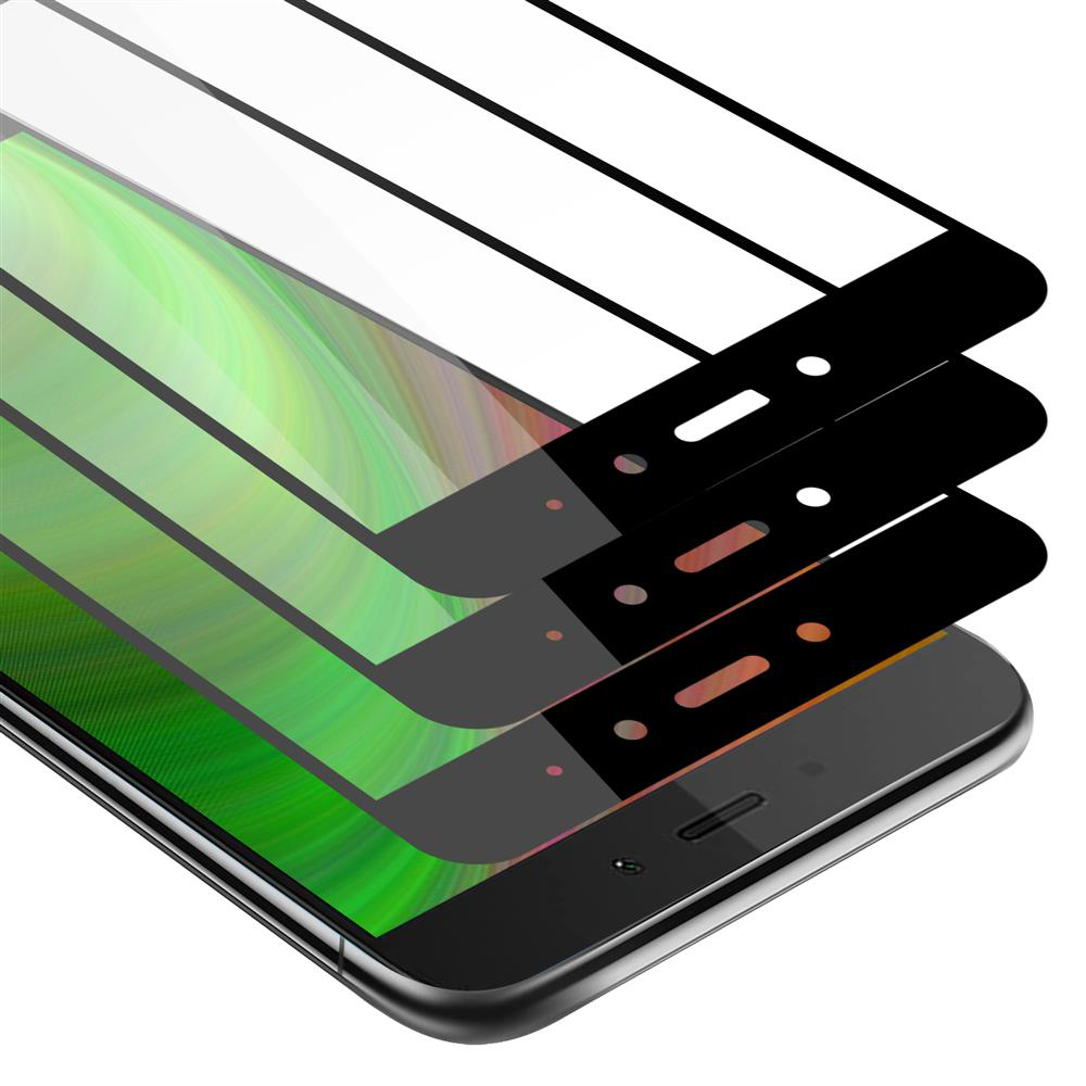 Schermo del telefono con strati di protezione schermo. Il telefono è nero. Sfondo sfumato verde.