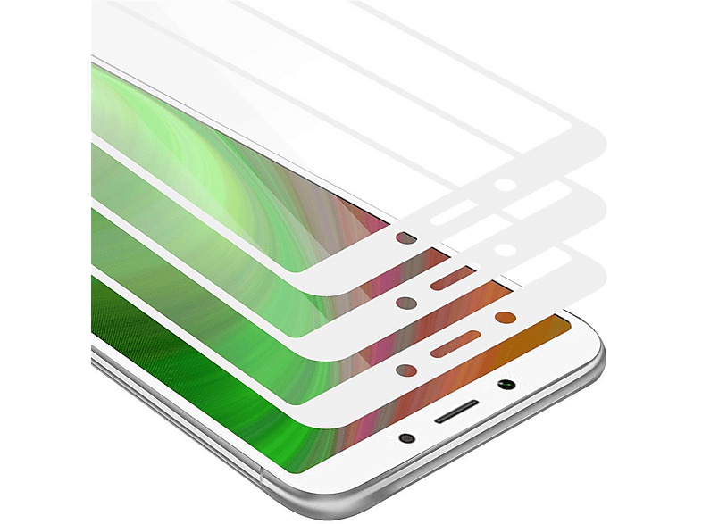 Cadorabo 3X Tempered Glass Compatible with Xiaomi RedMi 6A in Transparent with Black - 3 Pack Screen Protection 3D Touch Compatible with 9H Hardness - Bulletproof Display Saver