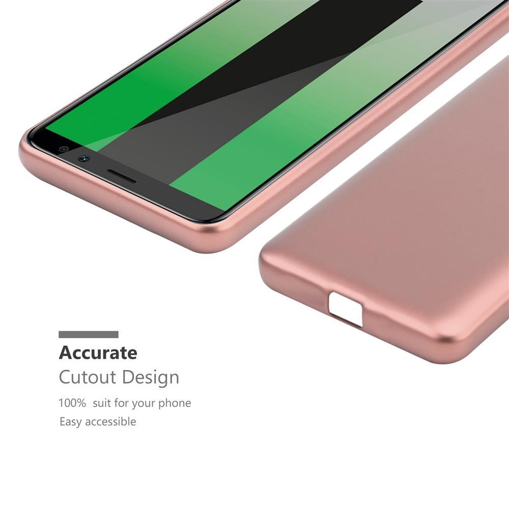 Eine pinke Handyhülle mit grünem Bildschirm, die präzises Design und einfache Zugänglichkeit hervorhebt.