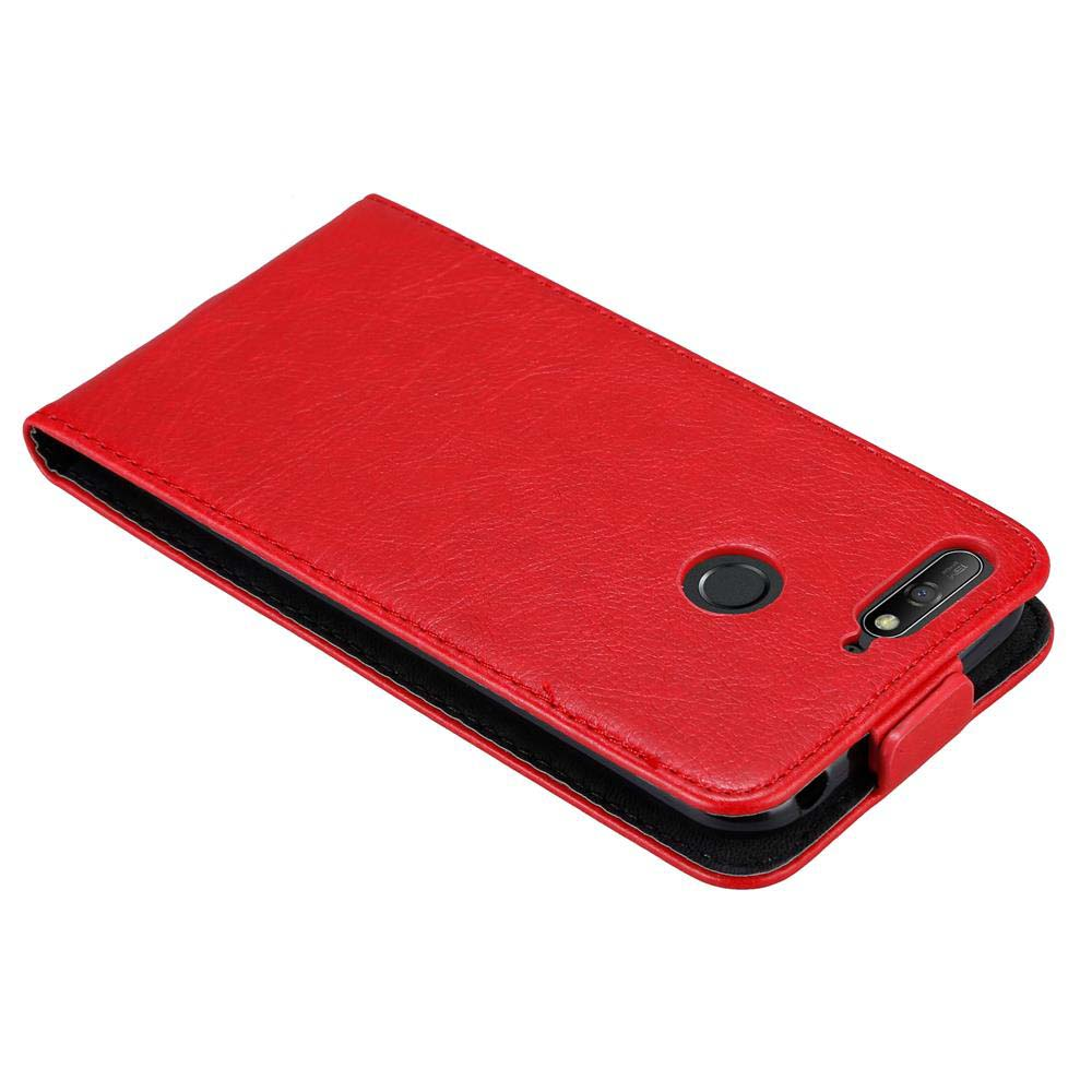 Custodia per telefono in pelle rossa con telefono. Fodera nera.