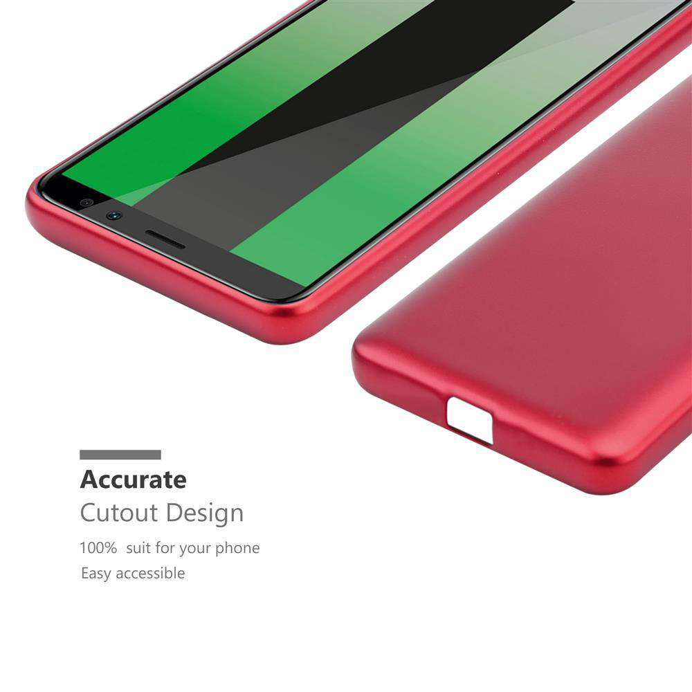 Rote Handyhülle und Telefon, Cutout-Design. Grüner Bildschirm zeigt die Anzeige des Telefons.