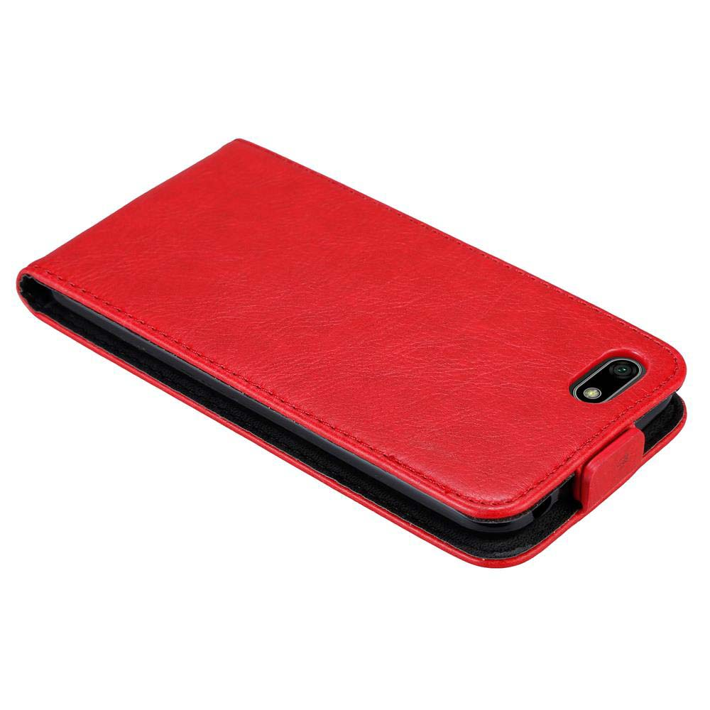 Custodia per telefono rossa. La custodia è in pelle.