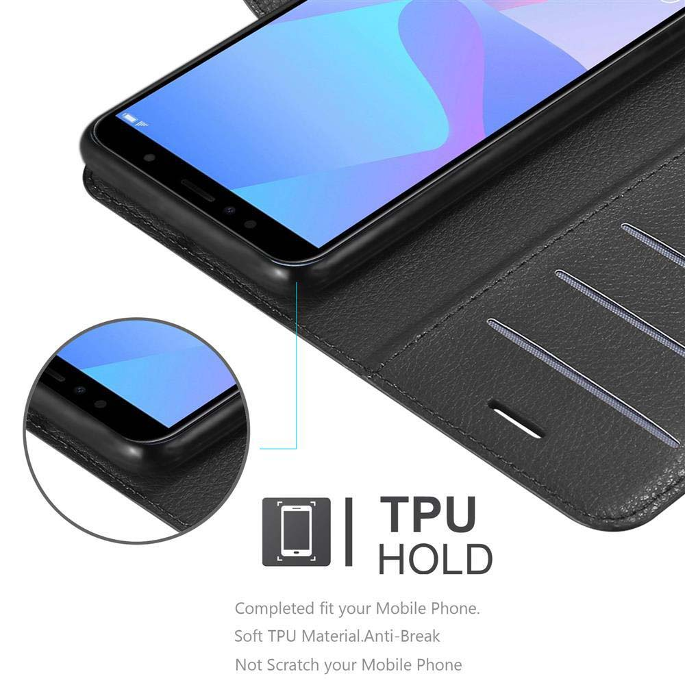 Custodia con telefono dentro. Il testo dice TPU HOLD. È nera.