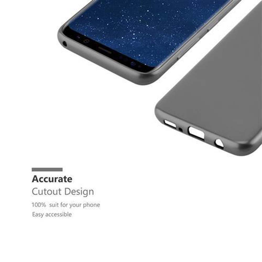 Zwei Handyhüllen. Eine befindet sich auf einem Telefon. Weißer Hintergrund.