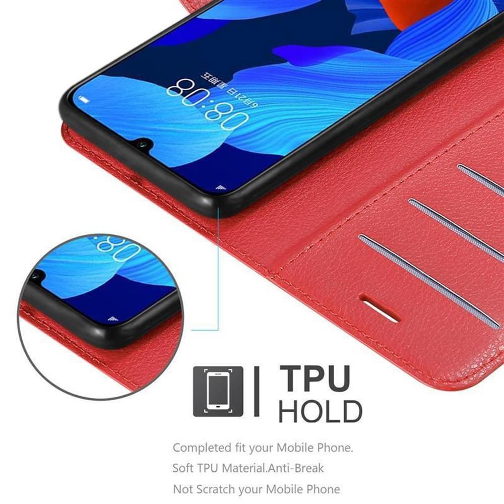 Rote Handyhülle mit Telefon, das die Zeit anzeigt. TPU-Logo darunter.
