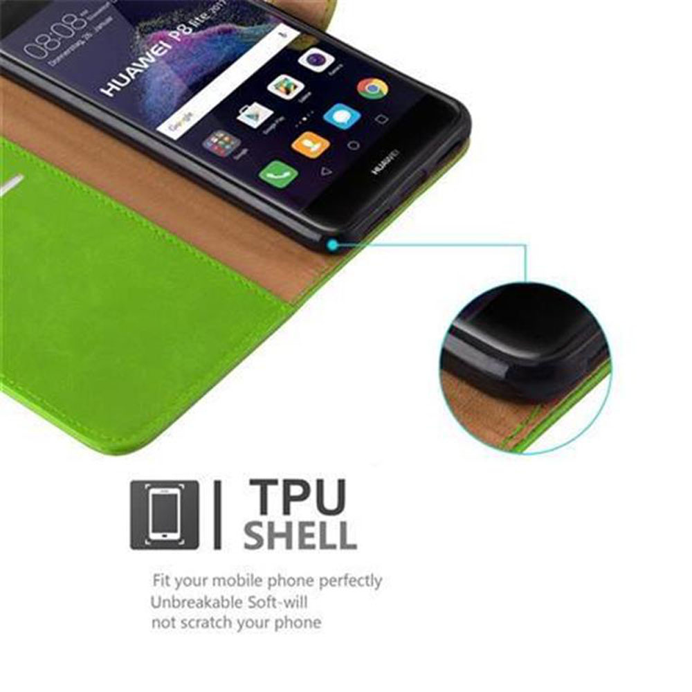Telefon in grüner Hülle, Nahaufnahme von Telefonkante und Hüllendetails.