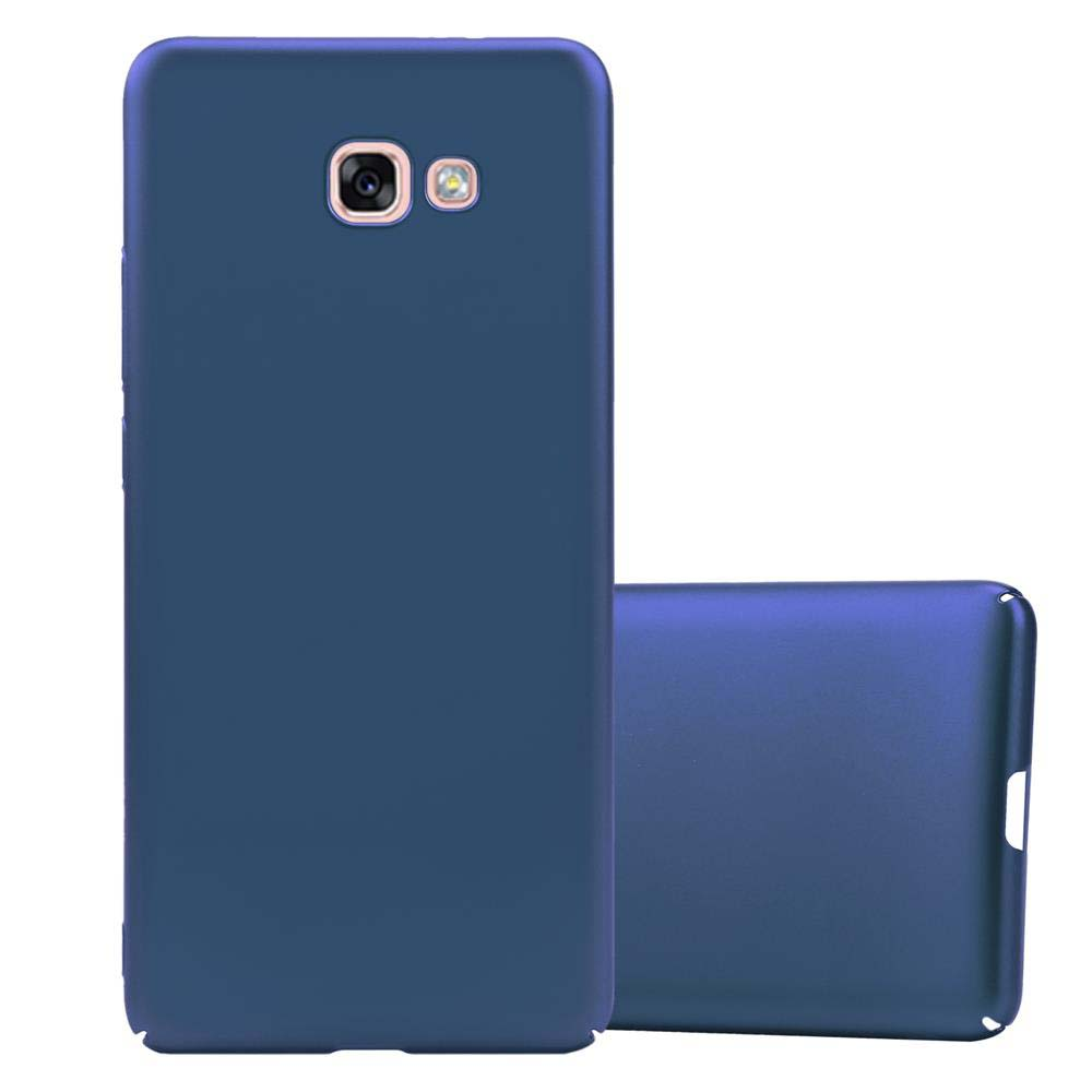 Custodia blu navy, vista posteriore, su sfondo bianco.