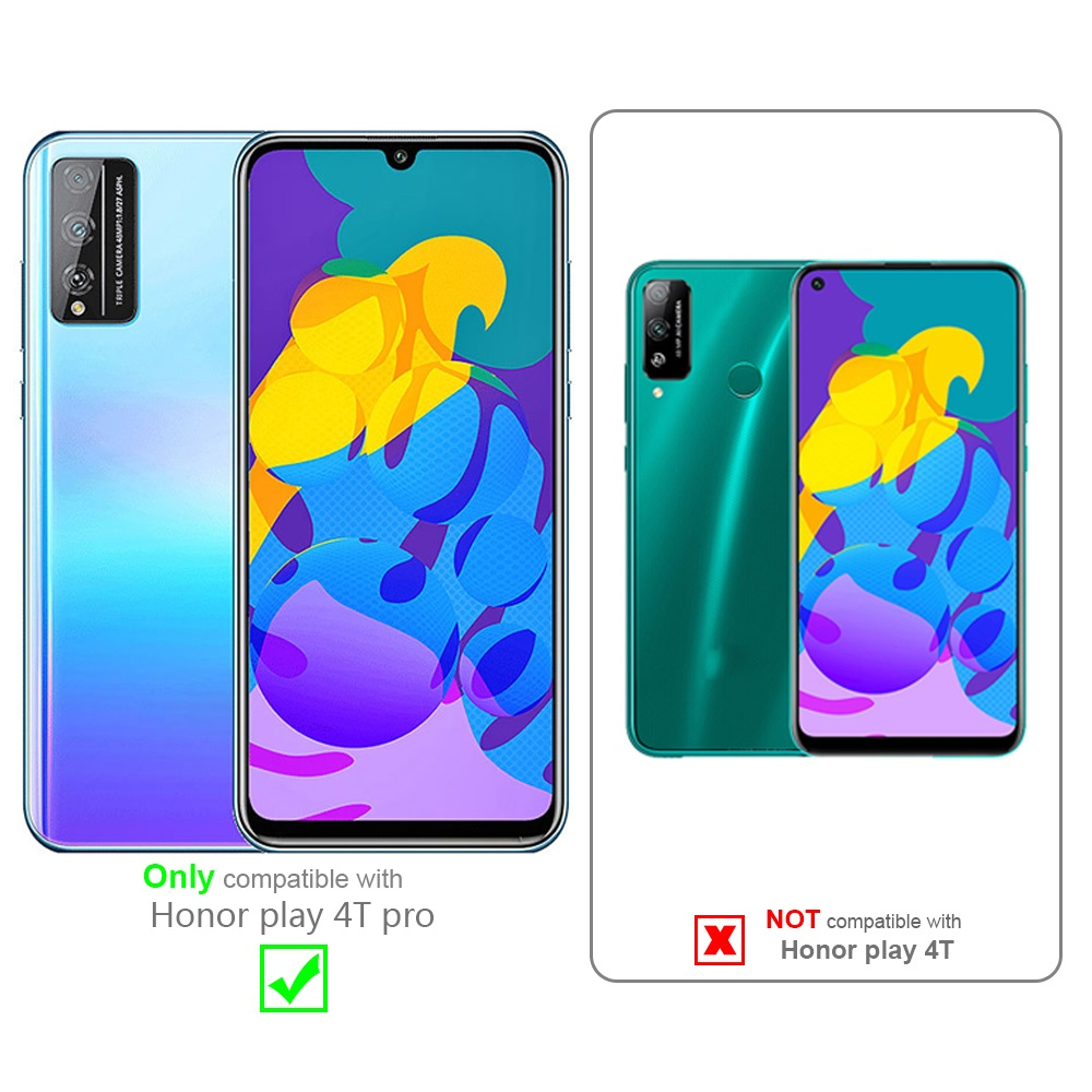 Due telefoni: uno blu con tripla fotocamera, l'altro verde. Testo con informazioni di compatibilità.