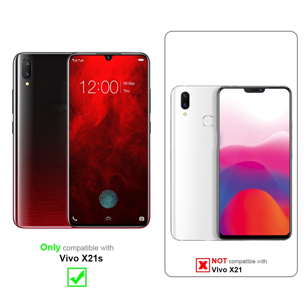 Telefonvergleich. Rotes und schwarzes Telefon kompatibel mit Vivo X21s. Weißes Telefon nicht kompatibel mit Vivo X21.