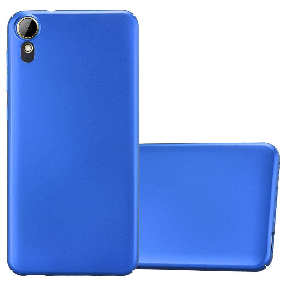 Funda de teléfono azul, dos piezas. Una vertical y otra tumbada. Fondo blanco.