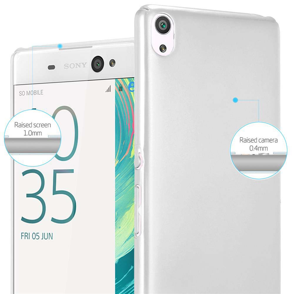 Teléfono blanco con funda protectora, primer plano. Pantalla y cámara elevadas.