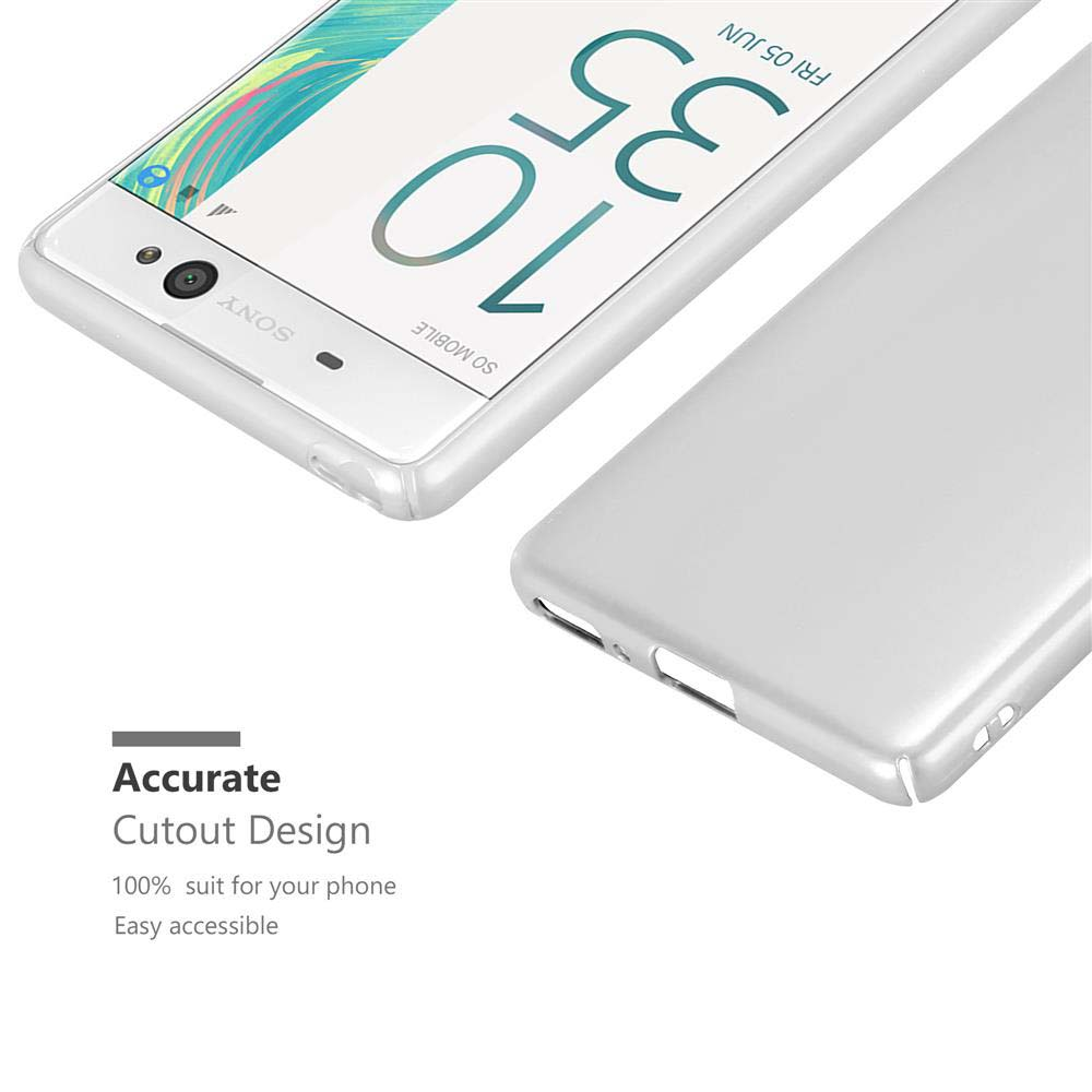 Teléfono blanco con pantalla mostrando la hora. Una funda blanca a la derecha.