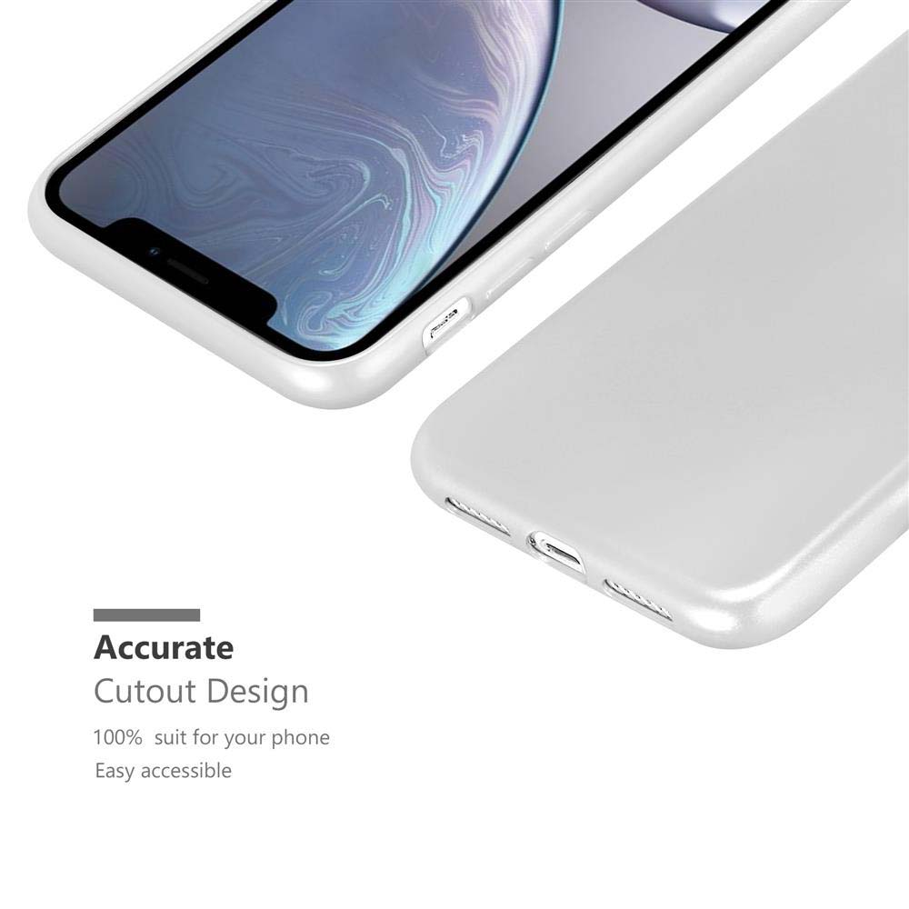 Custodia bianca per telefono con design di ritaglio preciso. Anche il telefono è bianco.
