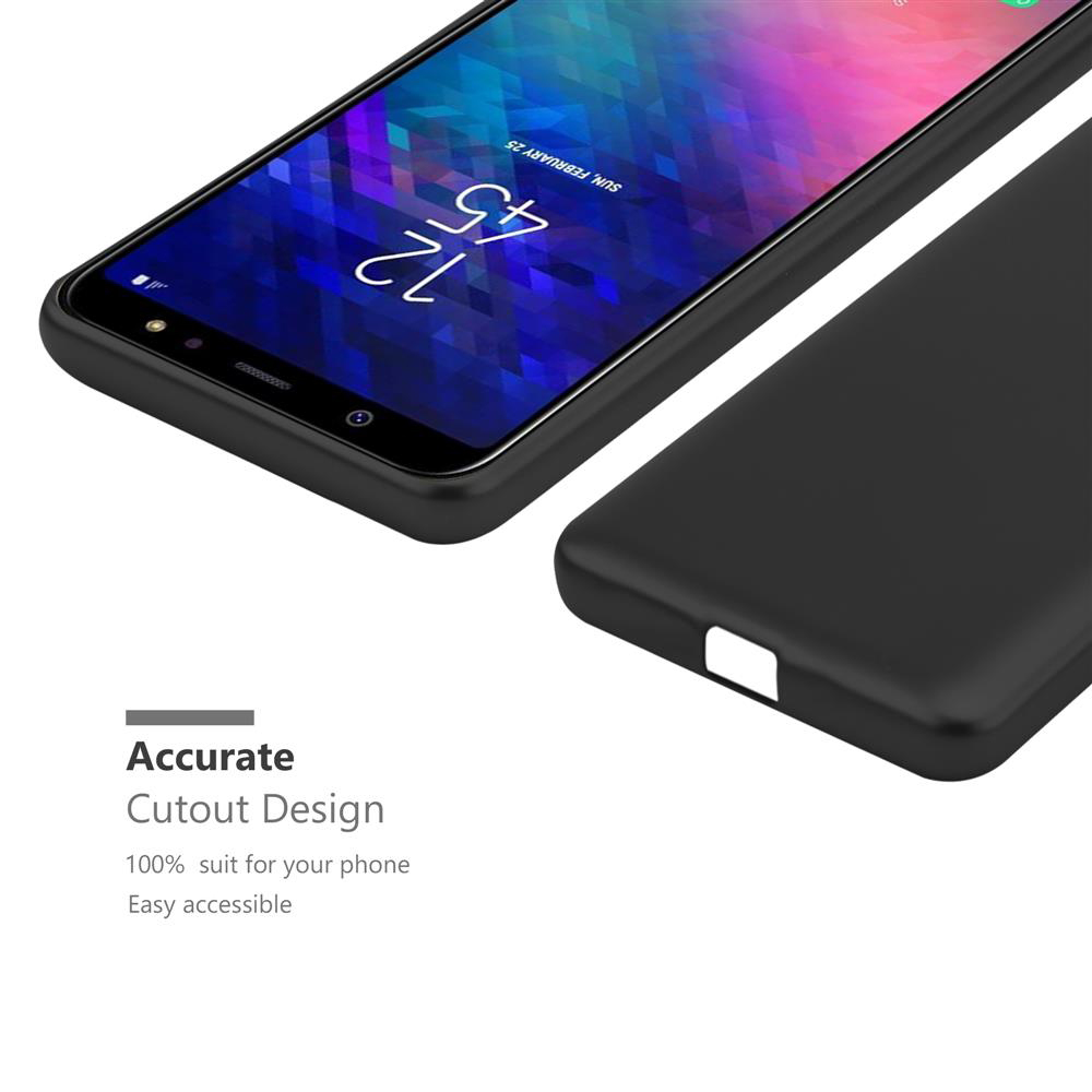 Schwarze Handyhülle neben einem Telefon. Zeigt präzises Ausschnittdesign.