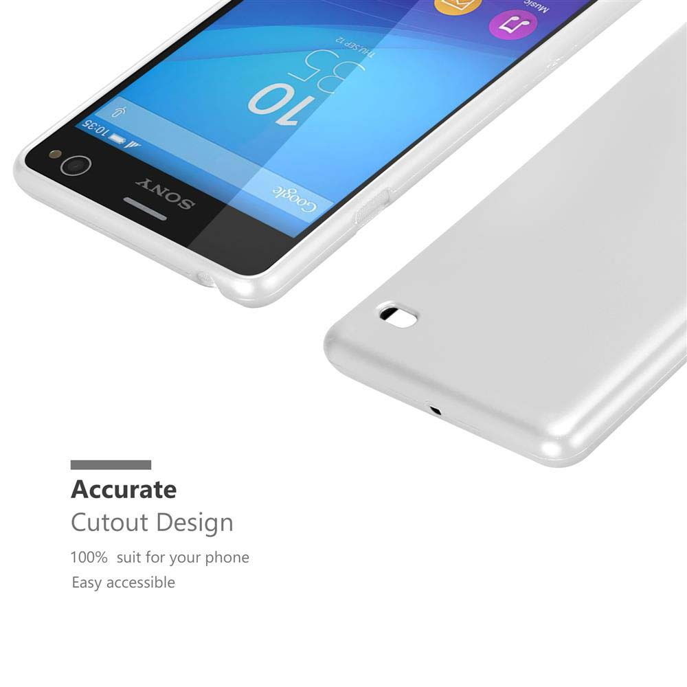 Dos fundas para teléfono, una en un teléfono y la otra separada. Funda blanca con un teléfono Sony negro.