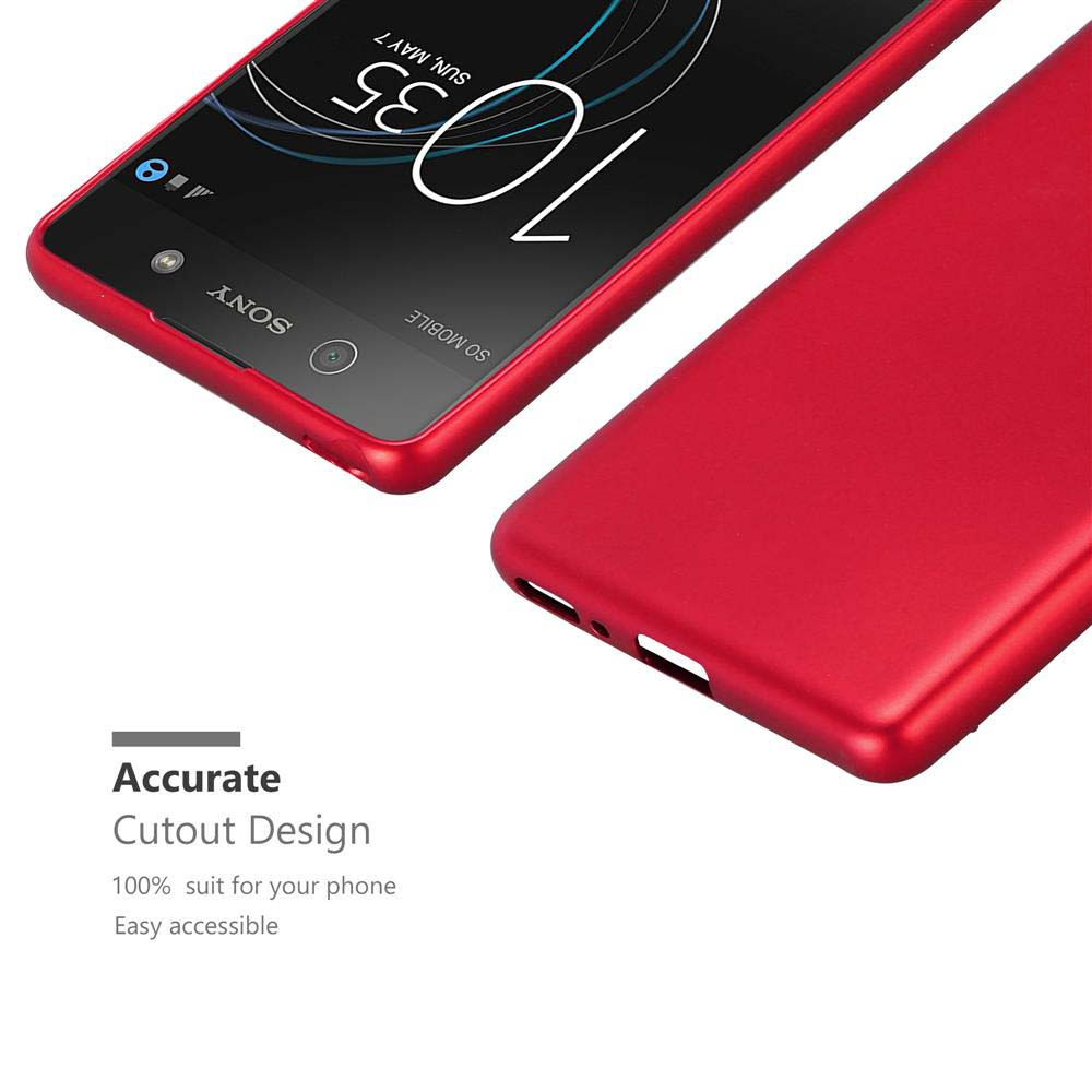 Una funda roja con un teléfono dentro, con el logotipo de Sony visible. La funda está abierta.